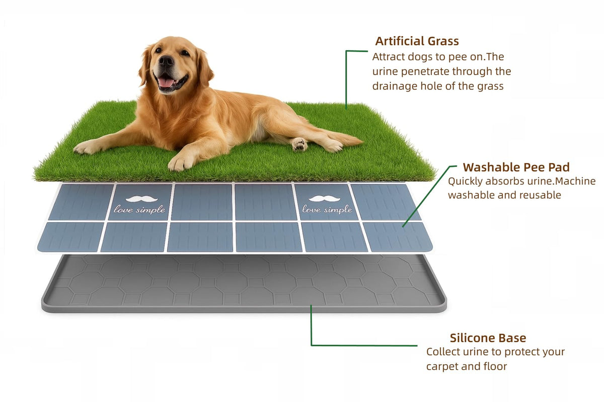 Large Dog Grass Pad with Tray 34x22 Inch J246
