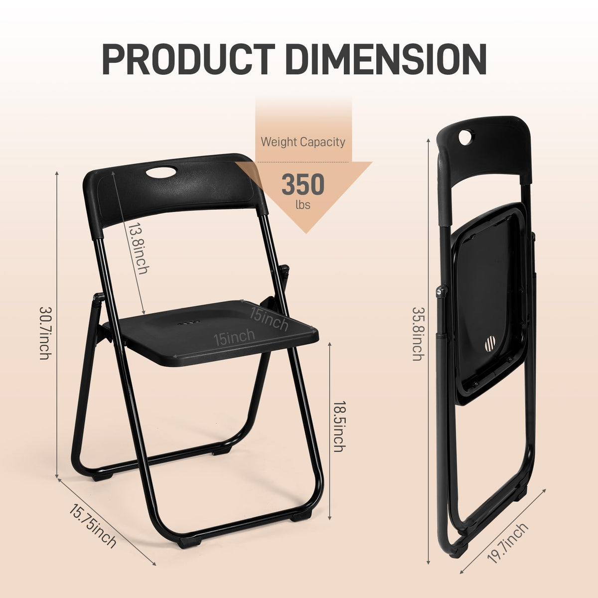 10 PCS Black Plastic Folding Chair A23956