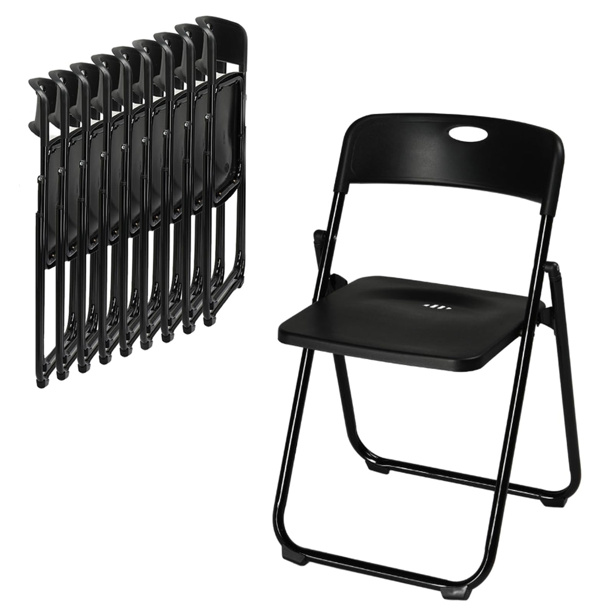 10 PCS Black Plastic Folding Chair A23956
