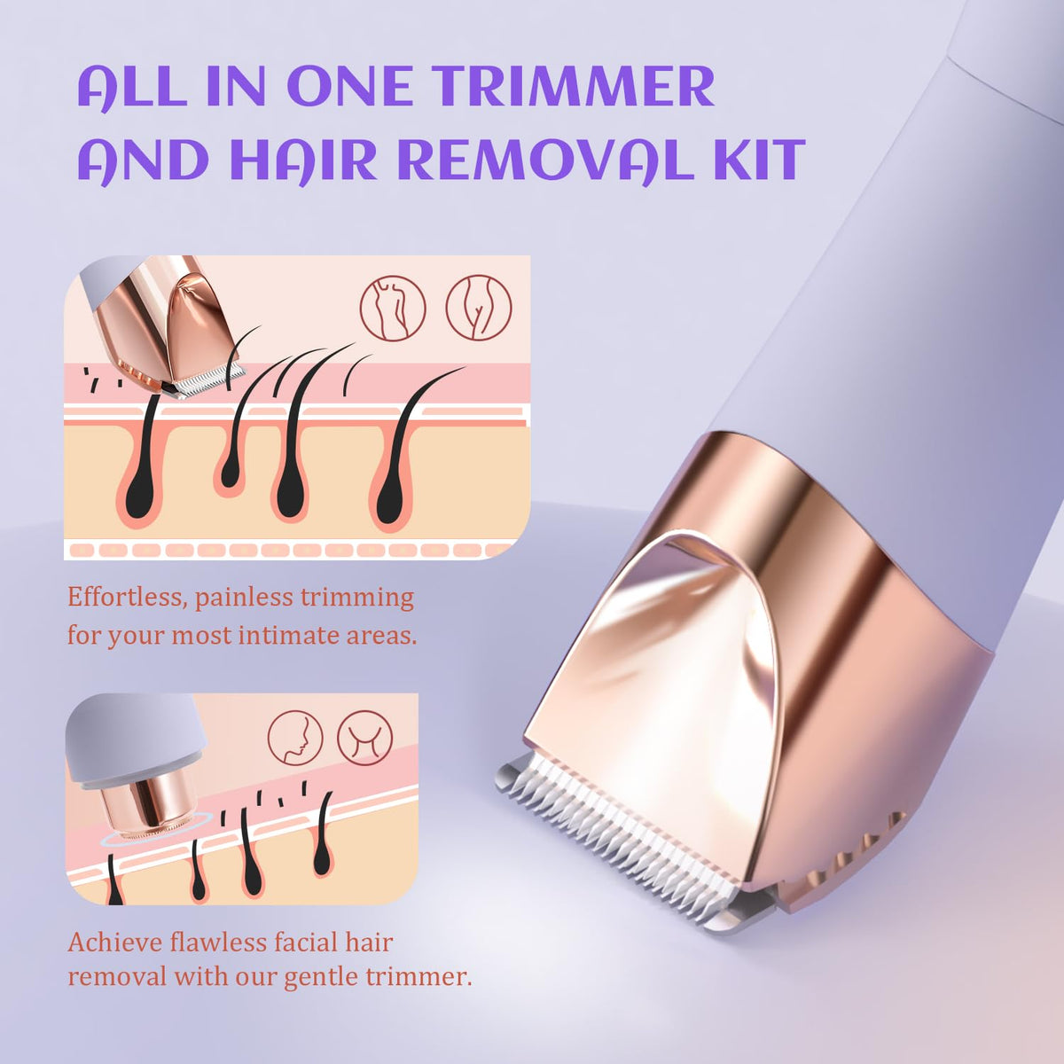 2-in-1 Electric Razor and Pubic Hair Trimmer with LED Light V720476