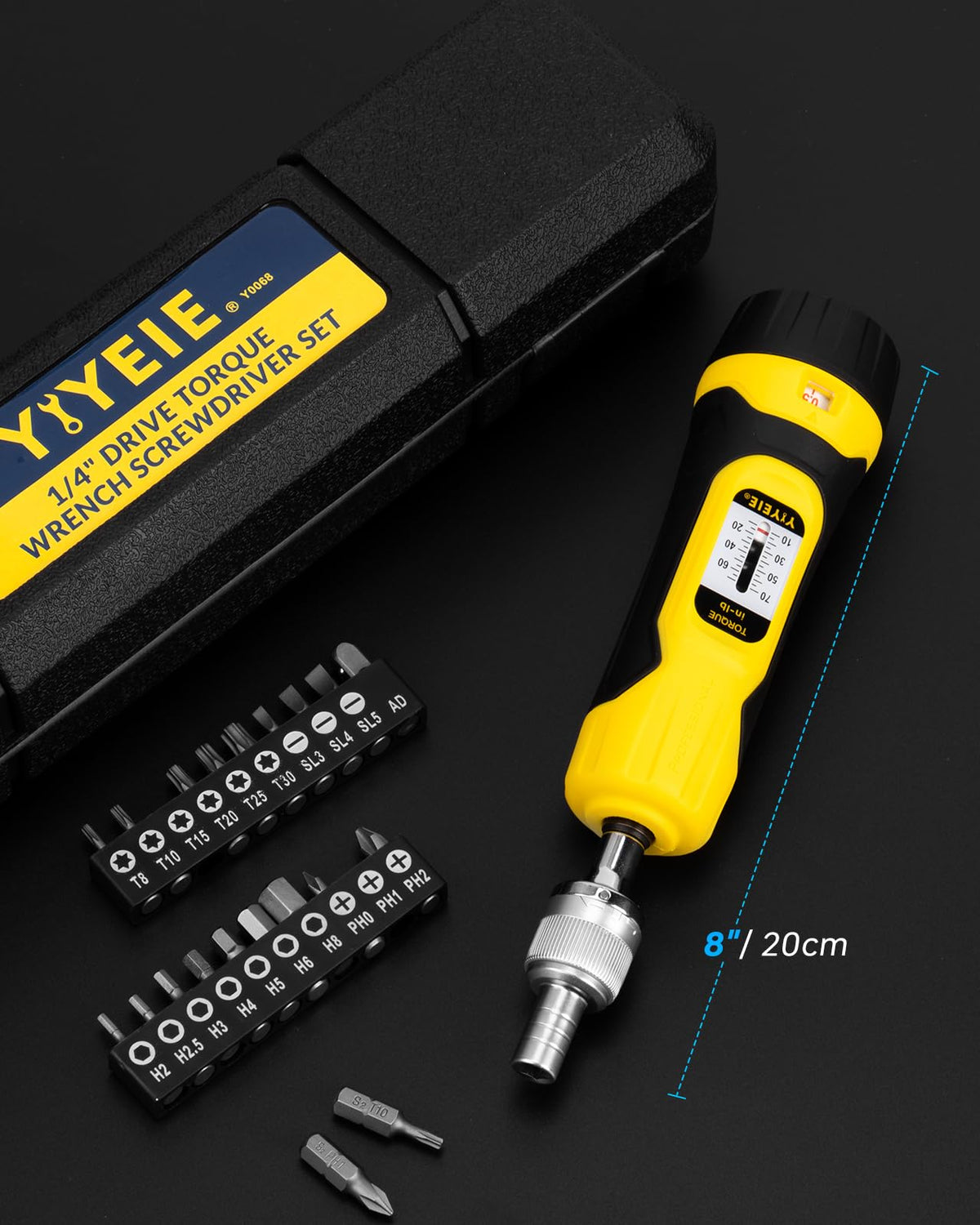 1/4" Ratchet Torque Screwdriver, 10-70 in-lbs, S2 Hex Bits P907405