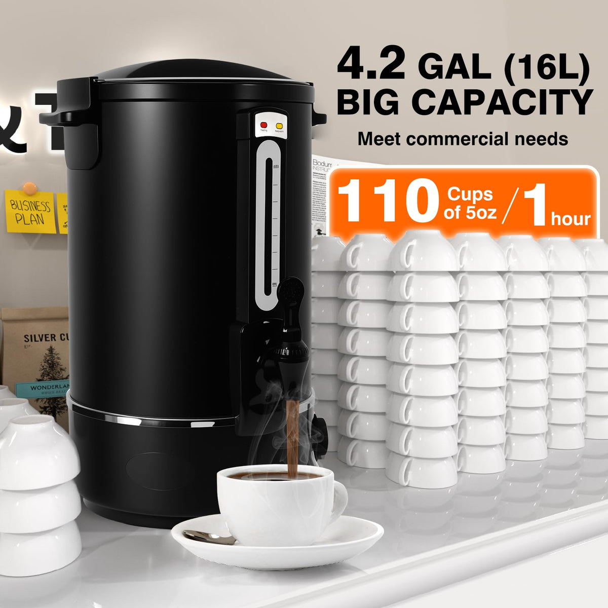 110-Cup Stainless Steel Commercial Coffee Urn U550
