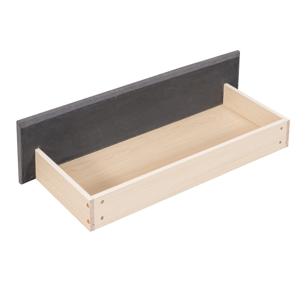 Gray Linen Twin Size Upholstered Daybed with 2 Storage Drawers D485