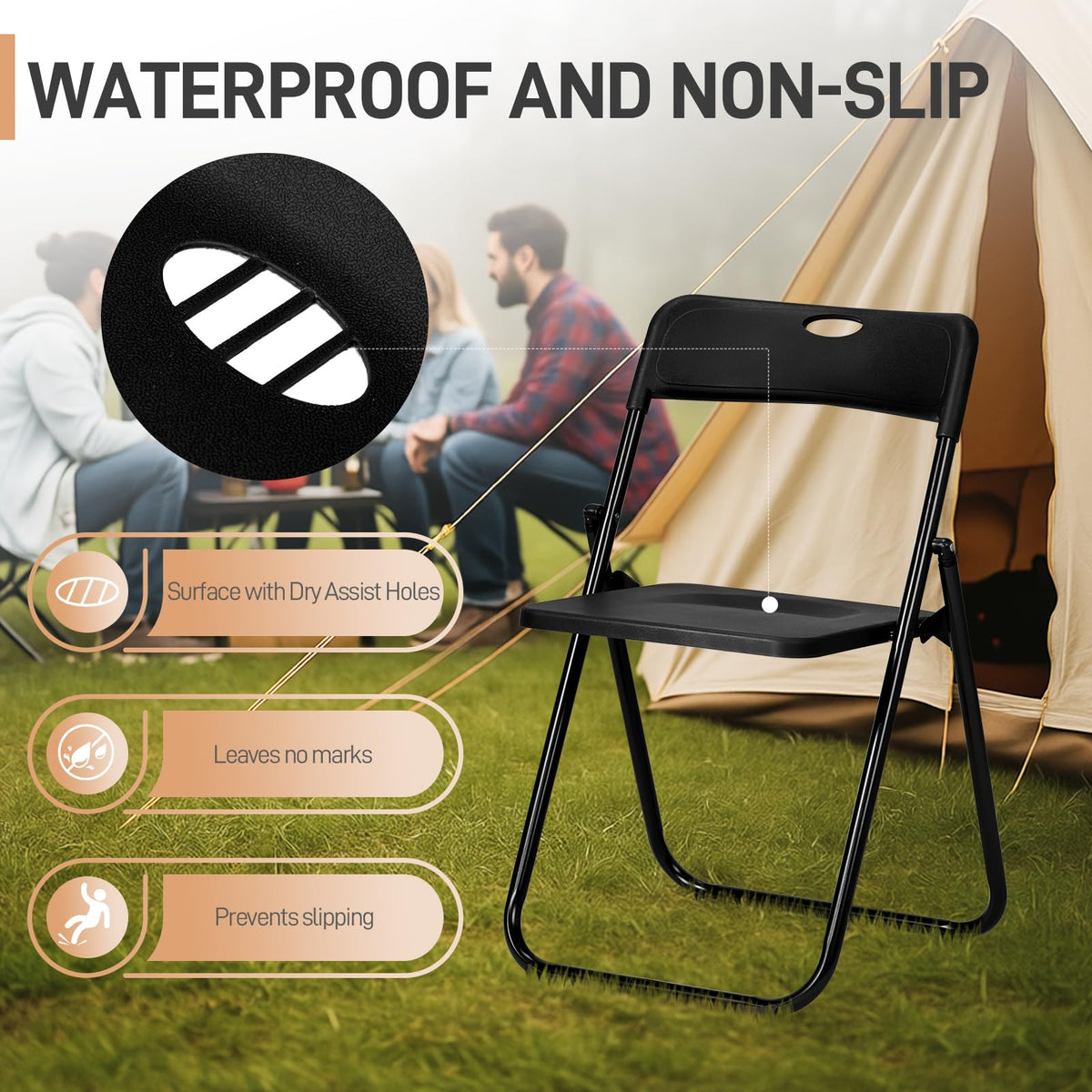 10 PCS Black Plastic Folding Chair A23956