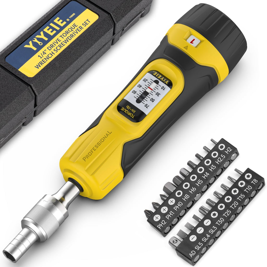 1/4" Ratchet Torque Screwdriver, 10-70 in-lbs, S2 Hex Bits P907405