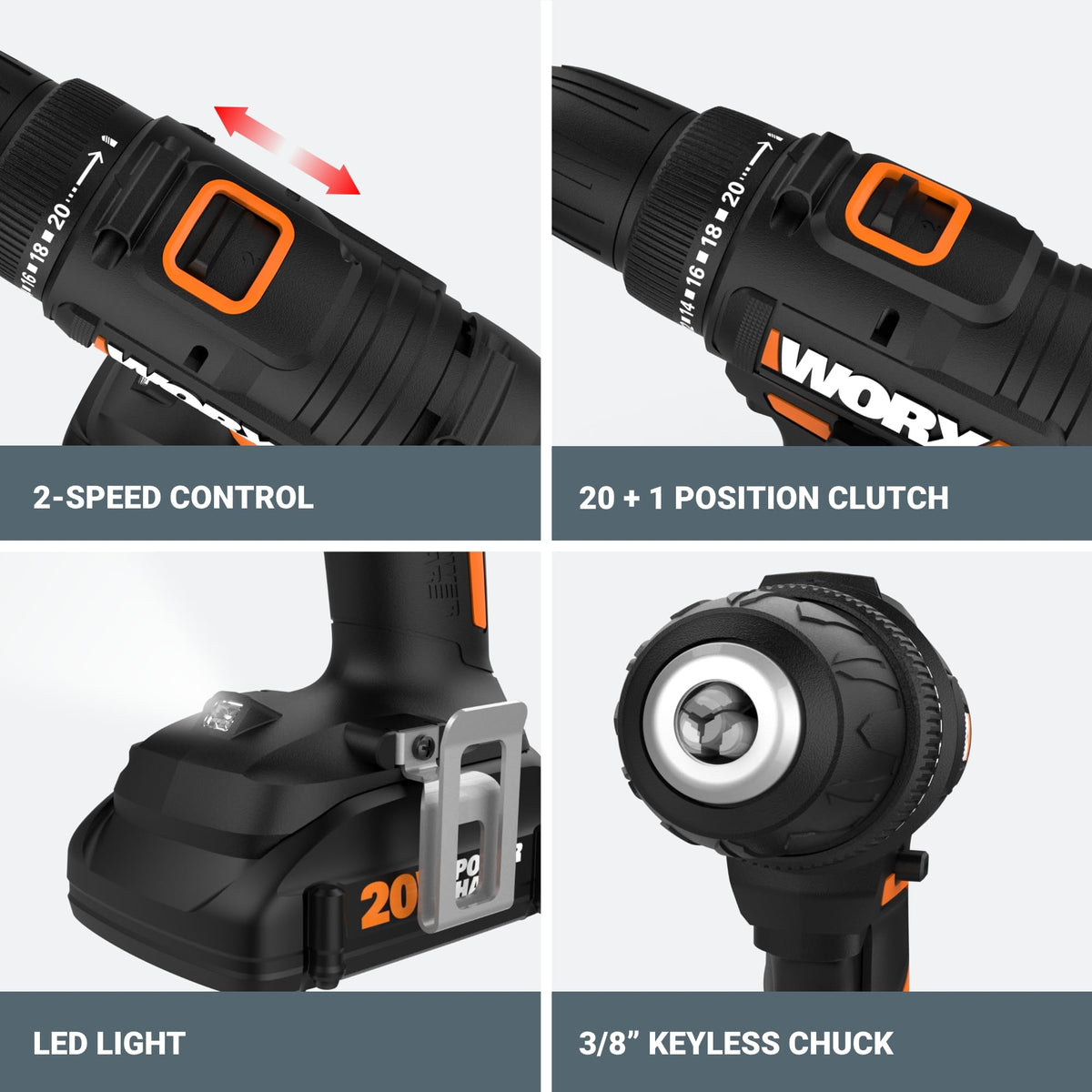 Cordless Drill Driver 20V 3/8-Inch 84-Piece Kit S7521