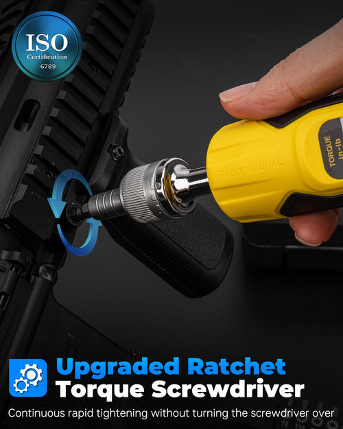1/4" Ratchet Torque Screwdriver, 10-70 in-lbs, S2 Hex Bits P907405