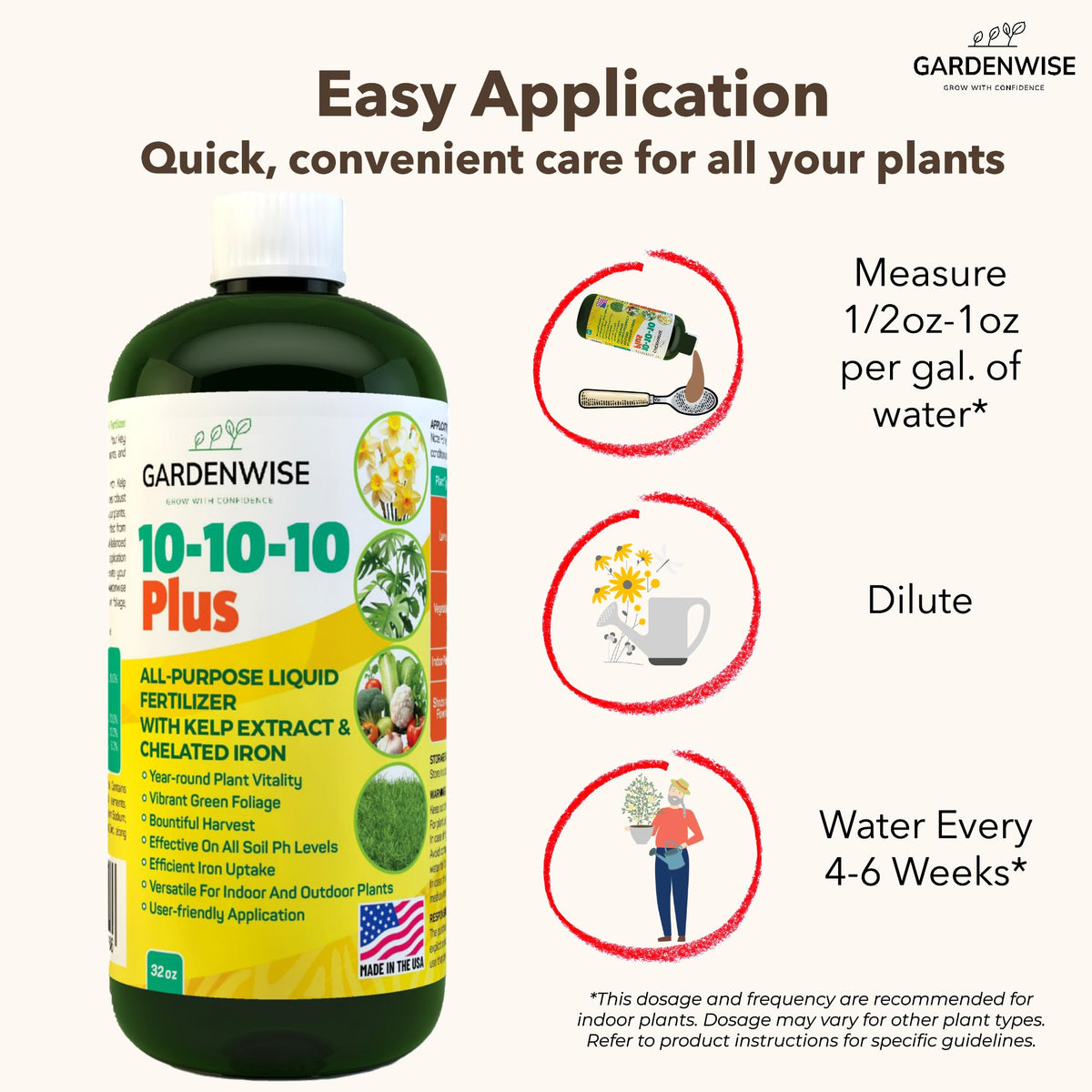 10-10-10 All Purpose Liquid Fertilizer with Seaweed Kelp & Iron 16 oz I256812