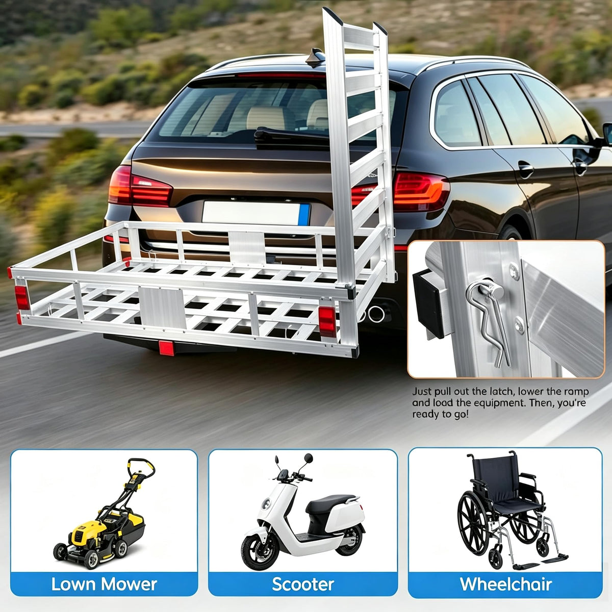 Wheelchair Scooter Carrier with Ramp, 500 lbs Capacity K795025