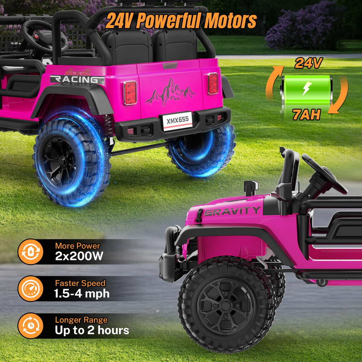 24V 2 Seater Pink Ride On Car E8818