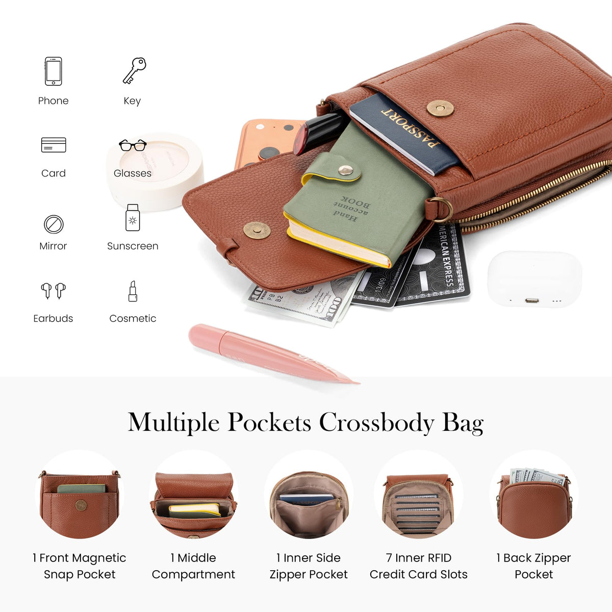 Genuine Leather Small Crossbody Bag D4746