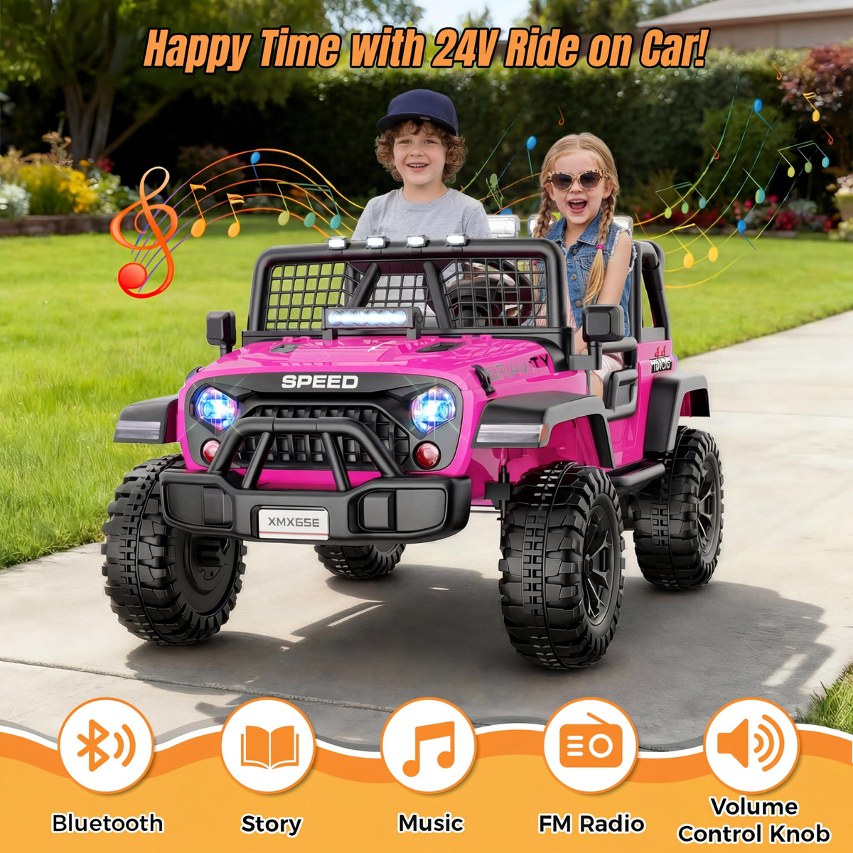24V 2 Seater Pink Ride On Car E8818