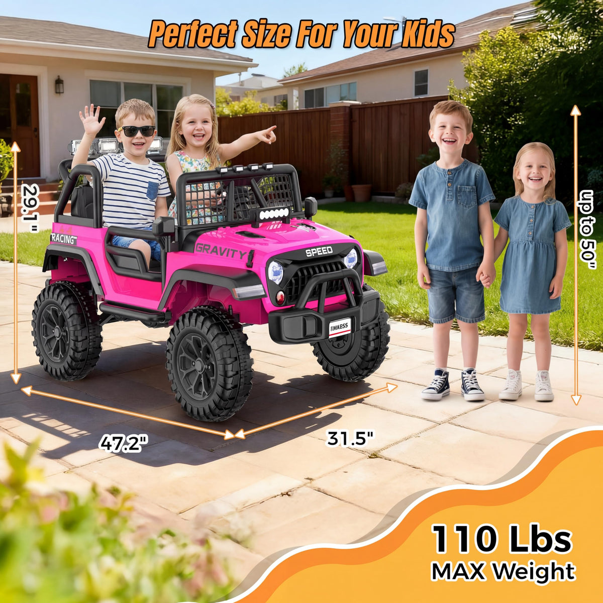 24V 2 Seater Pink Ride On Car E8818